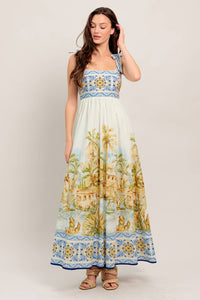 SHOULDER TIE HAWAII MAXI DRESS