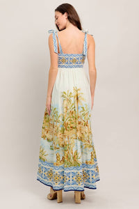 SHOULDER TIE HAWAII MAXI DRESS