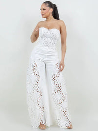 CORSET LACE TOP WITH FLARE CUTOUT LACE FLARE PANT PRIVILEGE