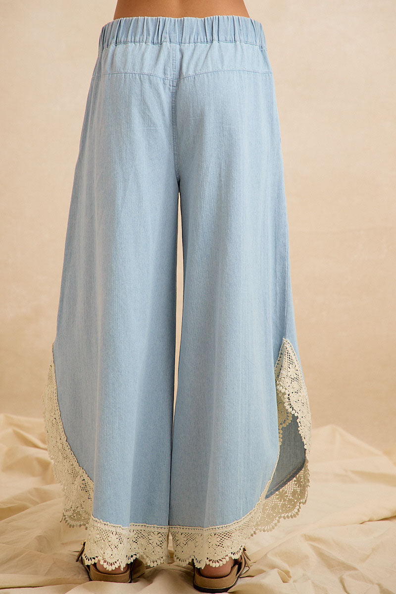 Wide Leg Crochet Lace with Tulip Hem Jeans