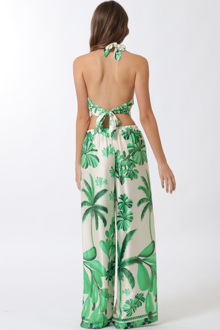 Green palm leaf two piece set