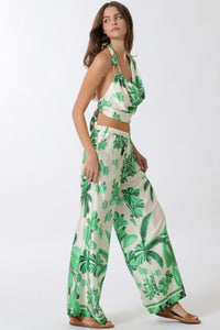 Green palm leaf two piece set