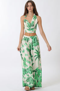 Green palm leaf two piece set