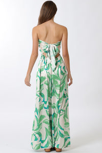 TROPICAL PRINT BACK TIE JUMPSUIT