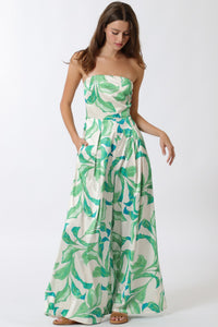 TROPICAL PRINT BACK TIE JUMPSUIT