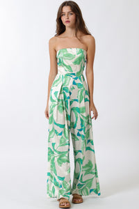 TROPICAL PRINT BACK TIE JUMPSUIT