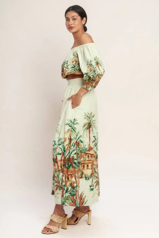 TROPICAL PALM SKIRT SET
