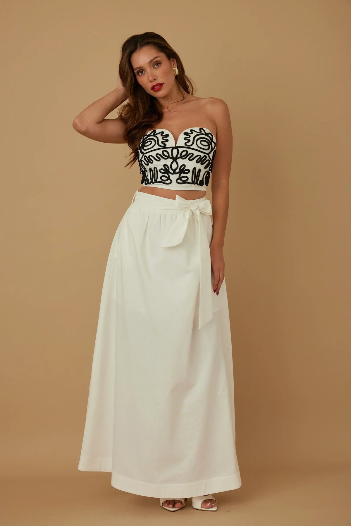 Swirl Loop Pattern Maxi Skirt Set