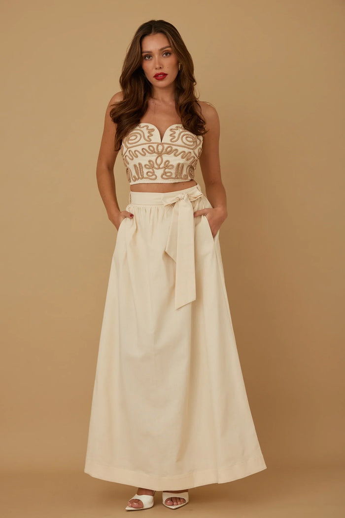 Swirl Loop Pattern Maxi Skirt Set