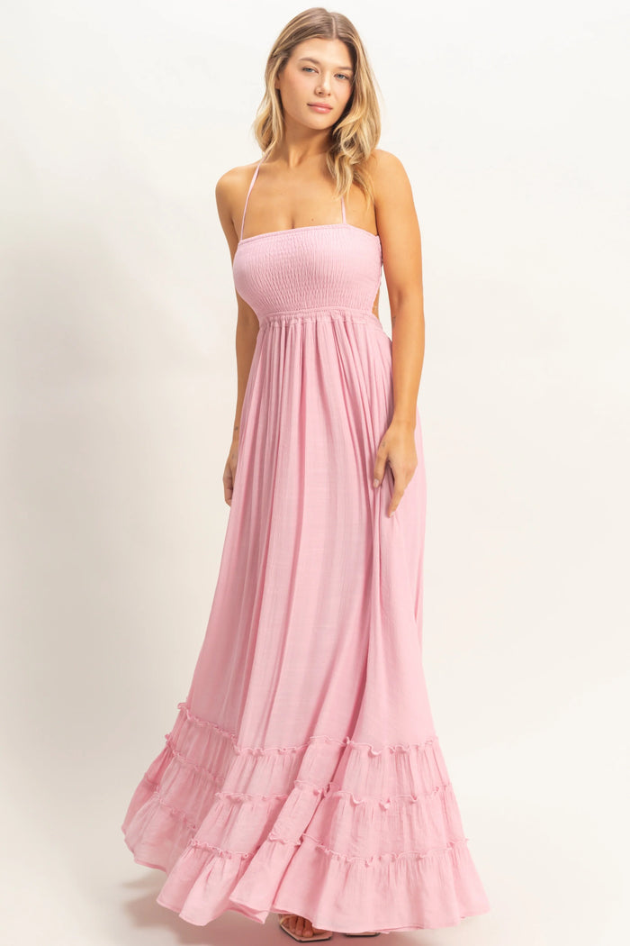 Smocked Halter Maxi Dress