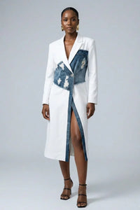 White & Denim Hybrid Blazer Dress