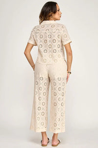 Eyelet Top & Pants Set - Premium Boutique 2PC Matching Set