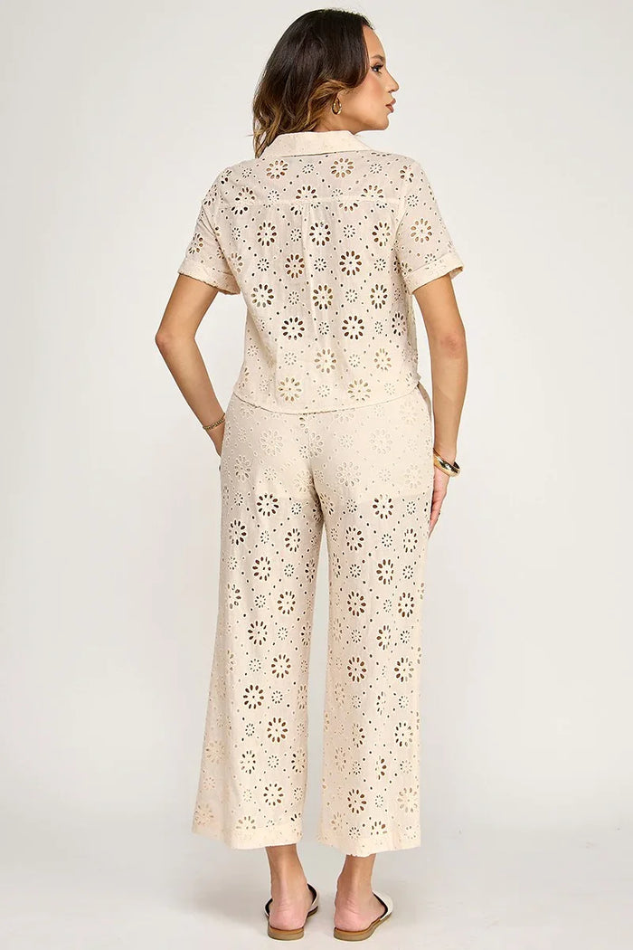 Eyelet Top & Pants Set - Premium Boutique 2PC Matching Set