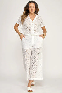 Eyelet Top & Pants Set - Premium Boutique 2PC Matching Set