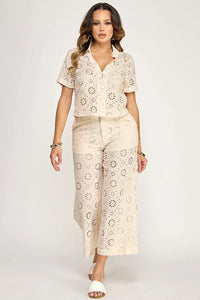 Eyelet Top & Pants Set - Premium Boutique 2PC Matching Set