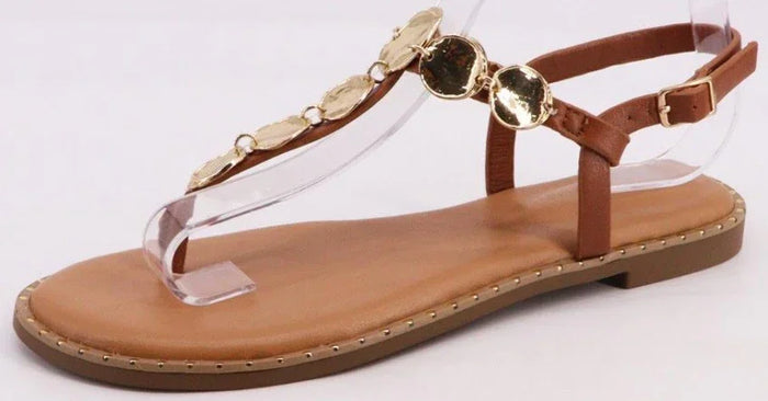 Gold Link Flat Sandals