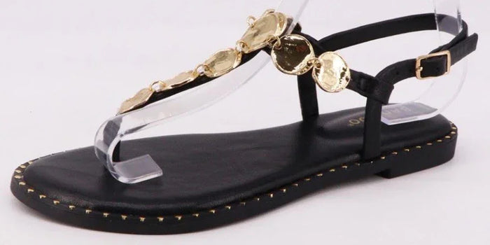 Gold Link Flat Sandals