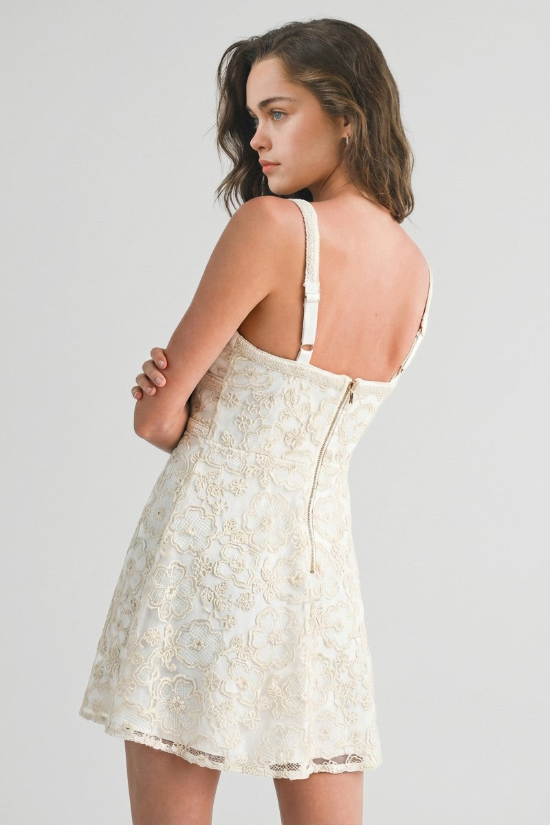Embroidered Illusion Floral Dress