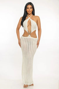 Half-naked Chest & Halter Neck Knitted Maxi Dress