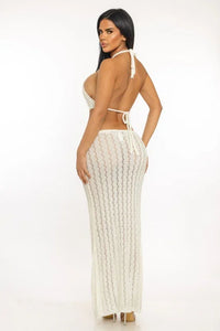 Half-naked Chest & Halter Neck Knitted Maxi Dress