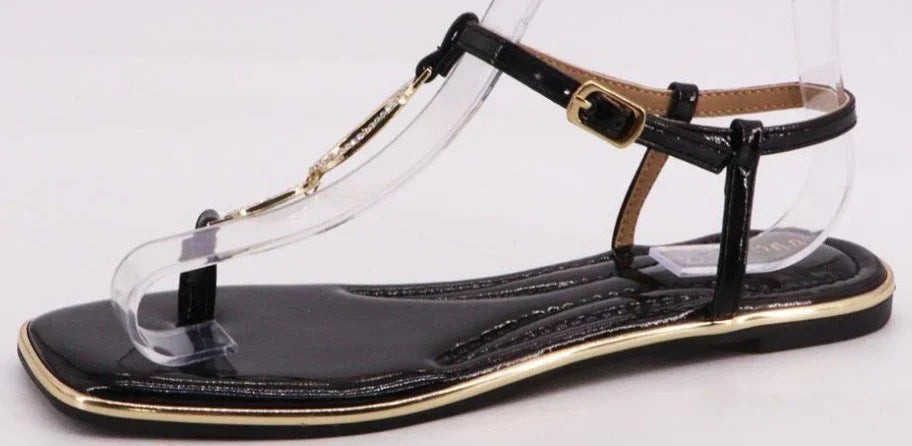 Patent Gold Detail Sandals