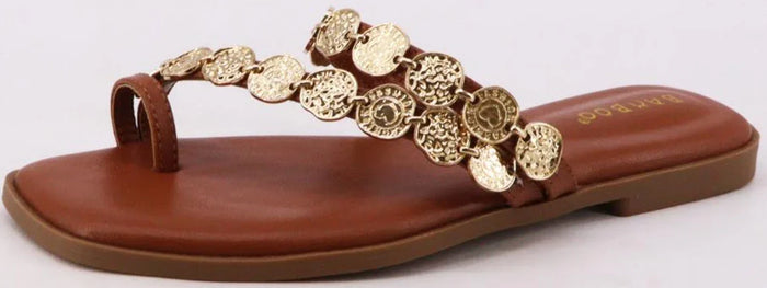 Gold Coin Flat Sandals