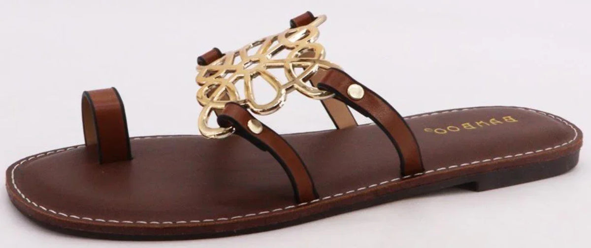 Designer Inspired Gold Detail Sandals