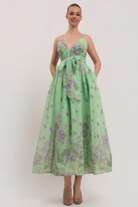 Floral Print V Neck Maxi Dress - Premium Boutique Spaghetti Strap Dress