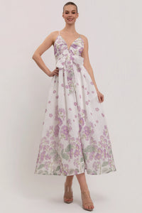 Floral Print V Neck Maxi Dress - Premium Boutique Spaghetti Strap Dress