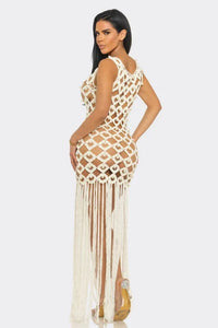 Pearl Accessories & Crochet Hook Maxi Dress