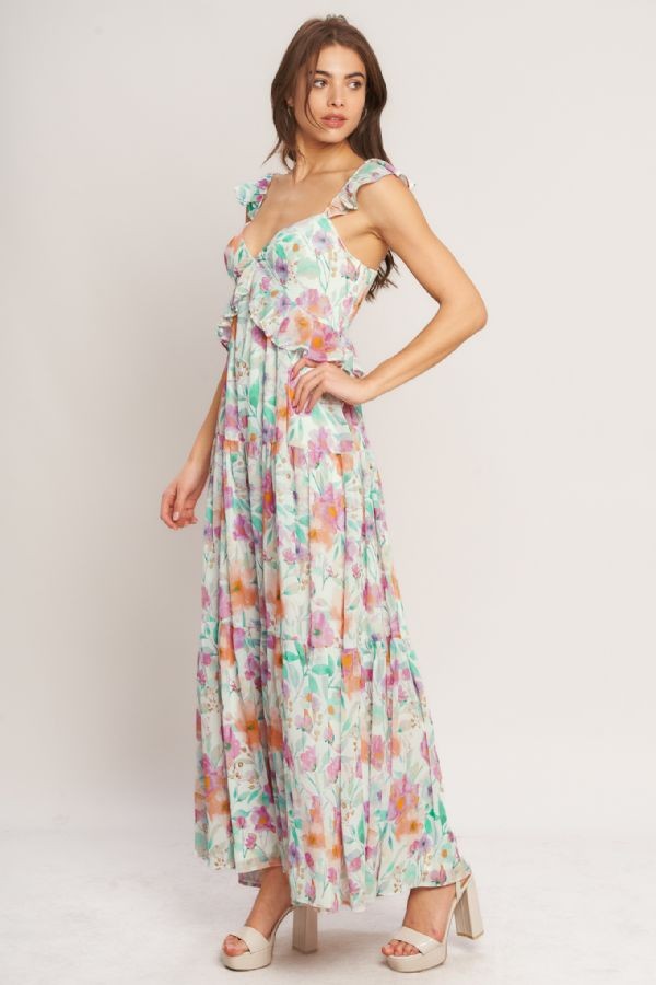 CORSET TOP FLORAL MAXI