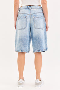 Mid-waisted Skater Baggy Bermuda With Adjustable Side Belt