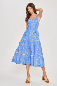 Floral Midi Dress With Lace Detailing