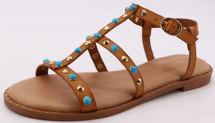 Stone Nail Head Flat Sandals