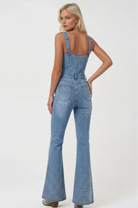 RHINESTONE DENIM JUMPSUIT