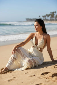 Tassel Bustier & Lace Maxi Dress