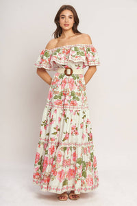 OFF SHOULDER FLORAL VACA MAXI DRESS