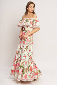 OFF SHOULDER FLORAL VACA MAXI DRESS