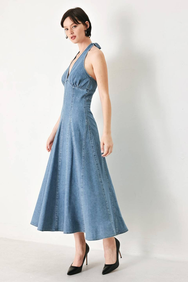 Denim Midi Halter Dress Women's Denim Dress | PRIVILEGE PRIVILEGE Denim Midi Halter Dress Women's Denim Dress | PRIVILEGE PRIVILEGE