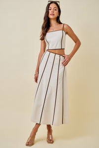 Piping Detail Skirt Set
