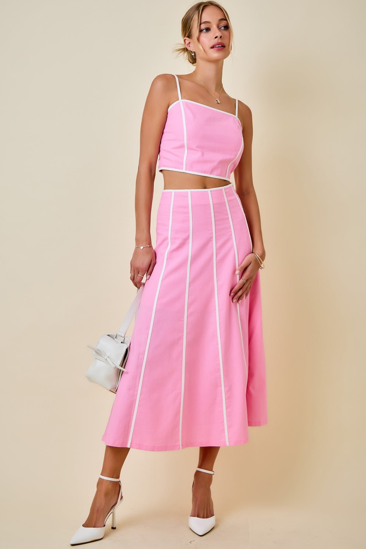Piping Detail Skirt Set