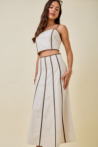 Piping Detail Skirt Set