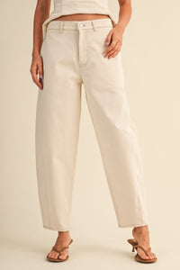 Stretch Twill Peplum Top & Barrel Pants Set