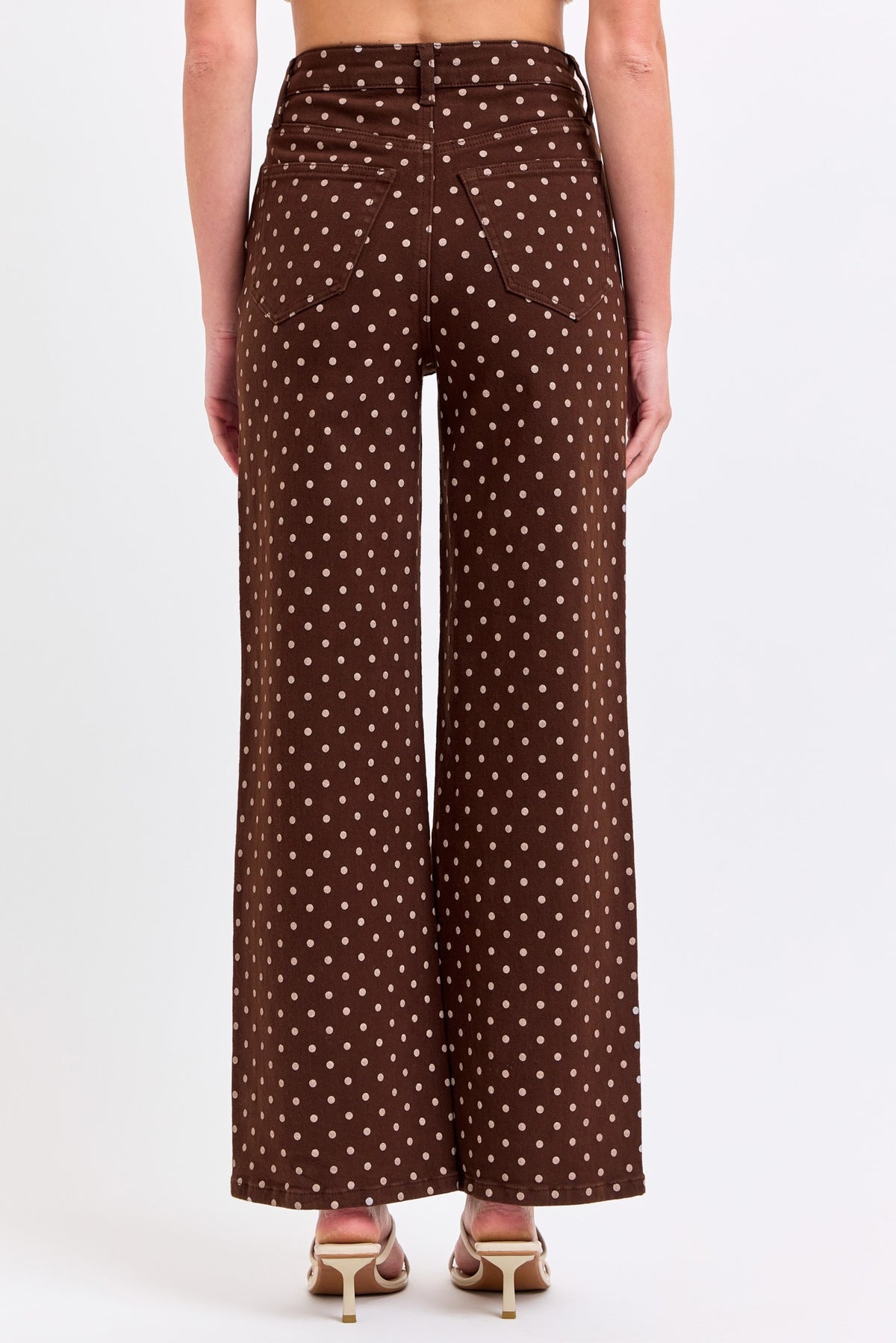 Dotted High Rise Wide Leg Jeans