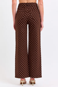 Dotted High Rise Wide Leg Jeans
