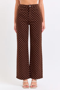 Dotted High Rise Wide Leg Jeans