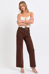 Dotted High Rise Wide Leg Jeans