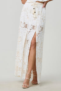 Ivory Lace Split Maxi Skirt set