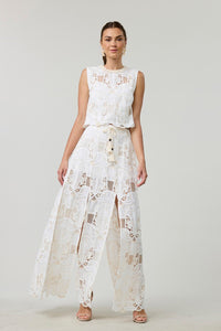 Ivory Lace Split Maxi Skirt set