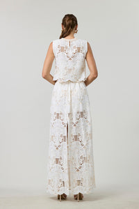 Ivory Lace Split Maxi Skirt set